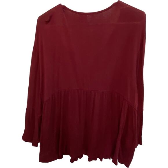 RUFFLED BABYDOLL TOP by Cato Flowy casual L lace accent front - Picture 3 of 7